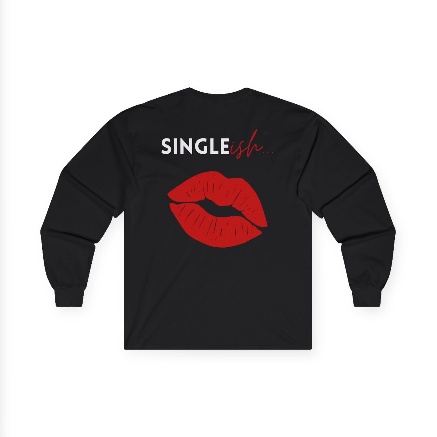 Long Sleeve Tee — “SINGLEish” Red Lip Print