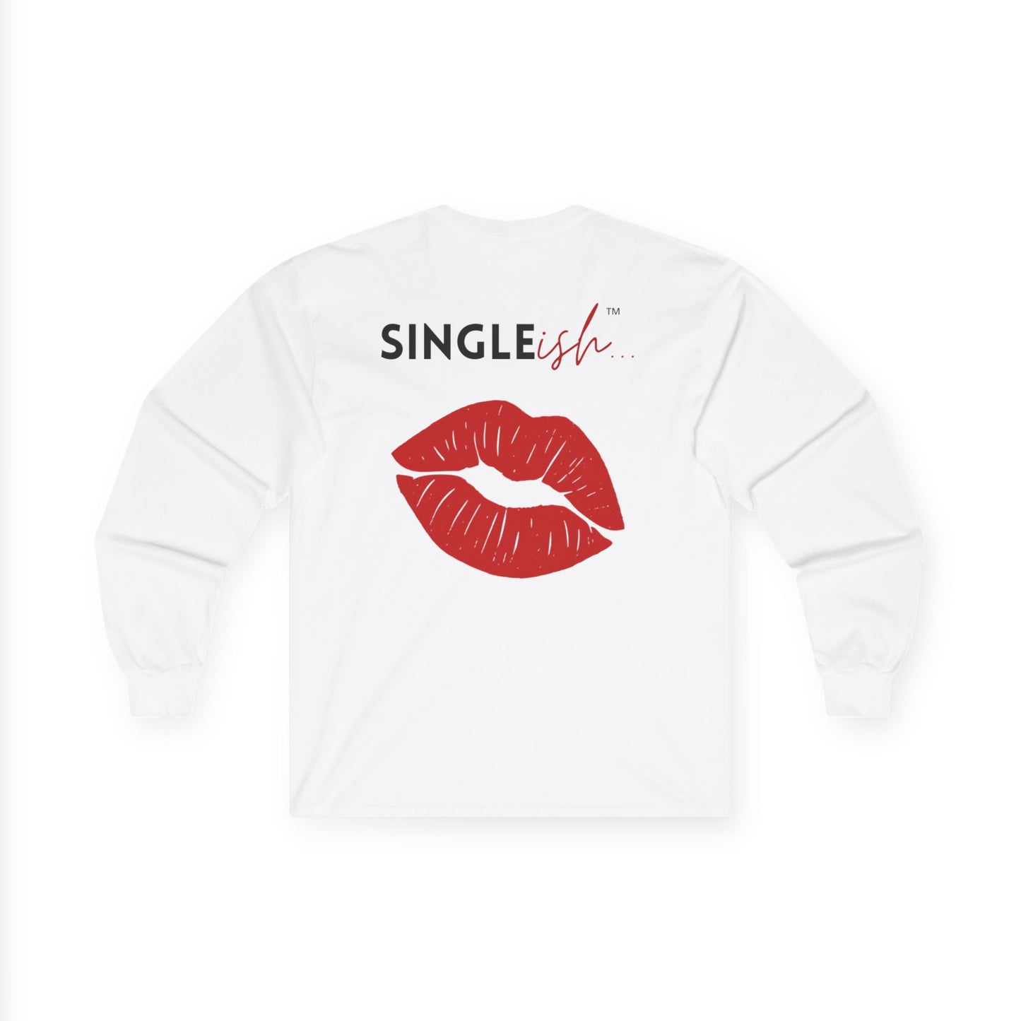 Long Sleeve Tee — “SINGLEish” Red Lip Print