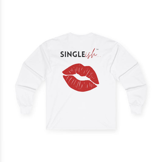 Long Sleeve Tee — “SINGLEish” Red Lip Print